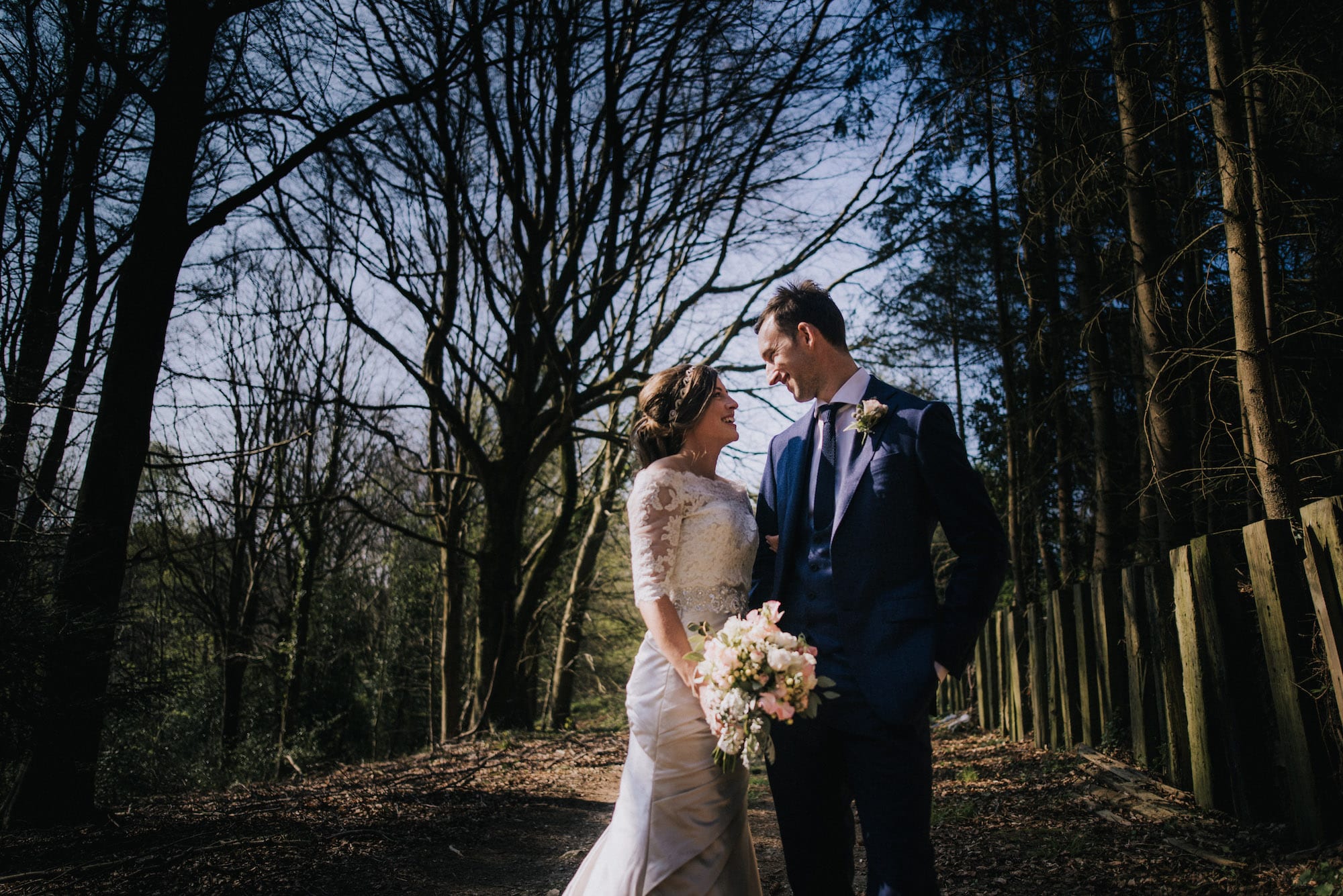 newlyweds Spring woodland couple