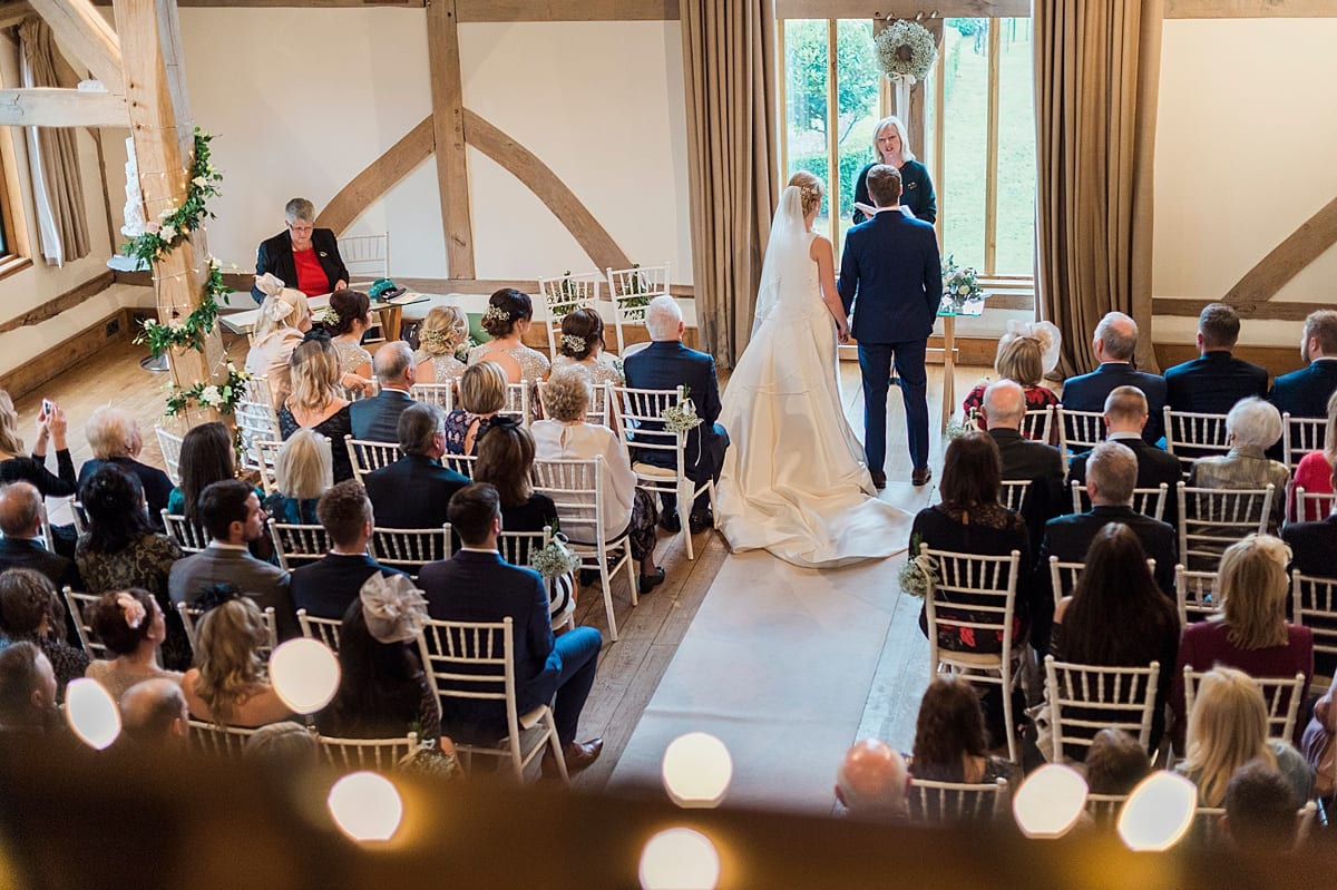 December ceremony with twinkling fairy lights