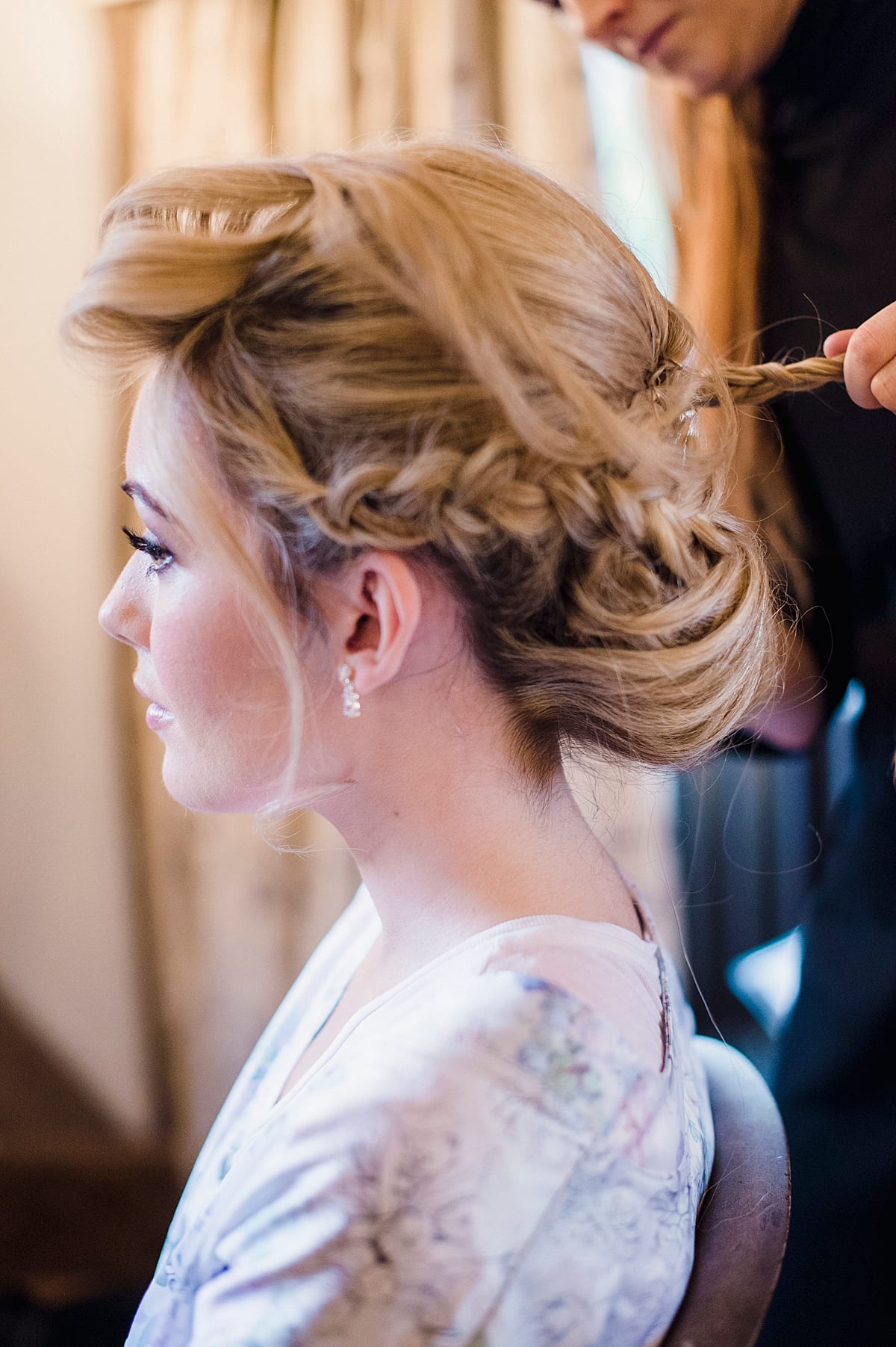 Bridal preparations plaited undo bridal style