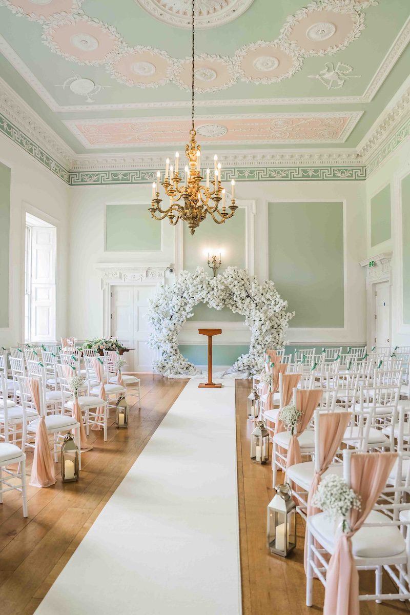 romantic styled green room ceremony Botleys Mansion Surrey