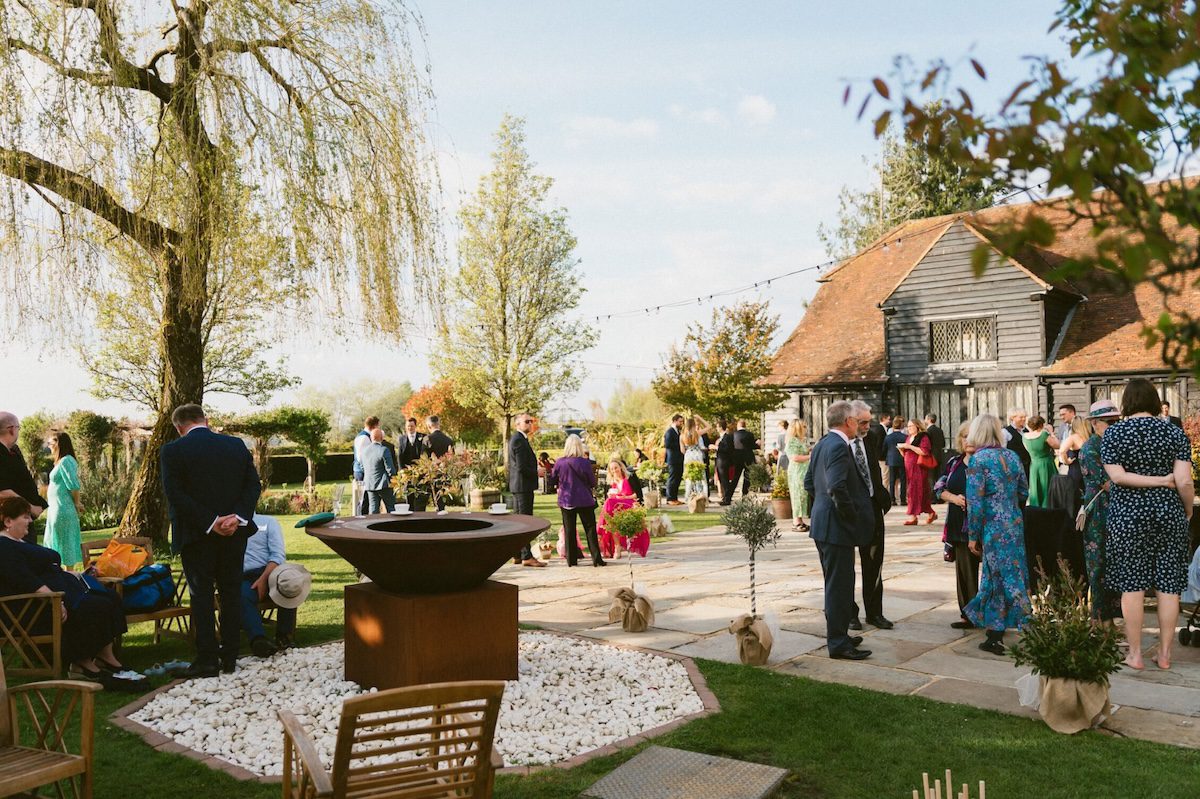 outside summer drinks reception Cain Manor Hampshire